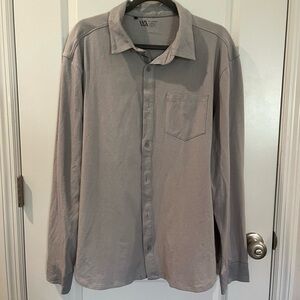 VRST Textured Knit Long Sleeve Button Down Gray Shirt
